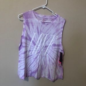 Betsey Johnson Purple Tie Dye Performance Love Wisteria Tank Top